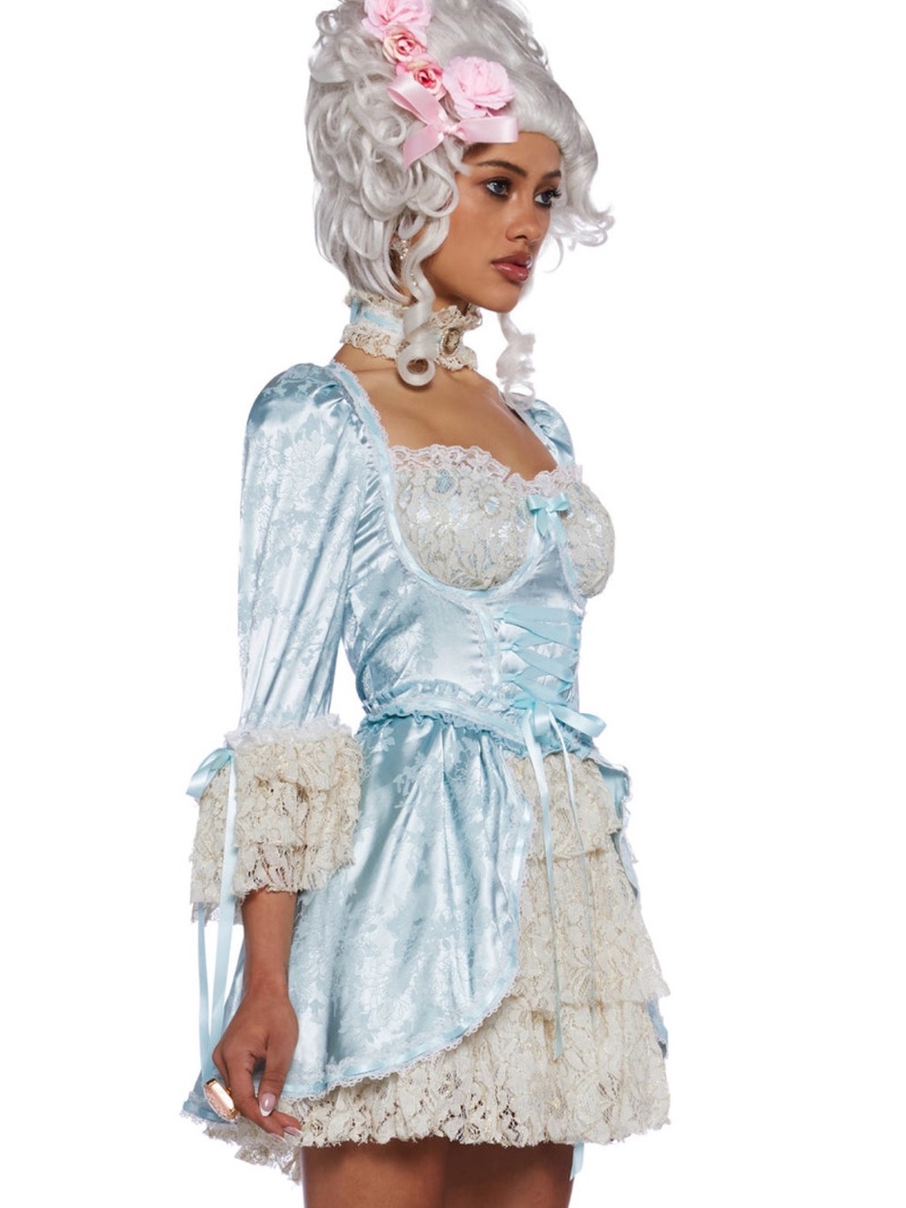 Dolls Kill Powder Blue Satin Lace-Trim Marie Antoinette Chemise